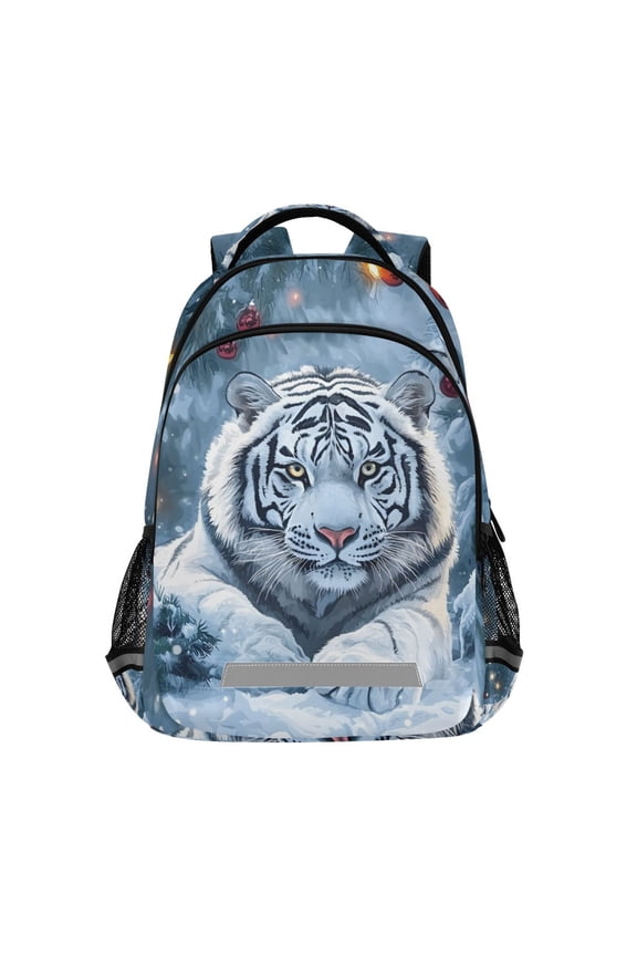Tiger on Winter Backpack Elementary School Bag Bookbag Travel Rucksack
