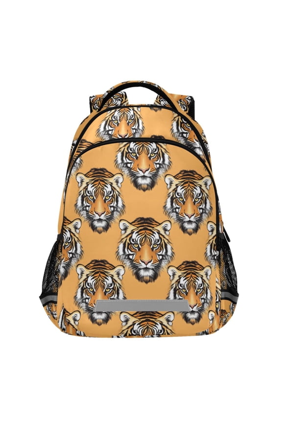 Tigers Face Pattern Backpack Elementary School Bags Student Bookbag Travel Rucksack