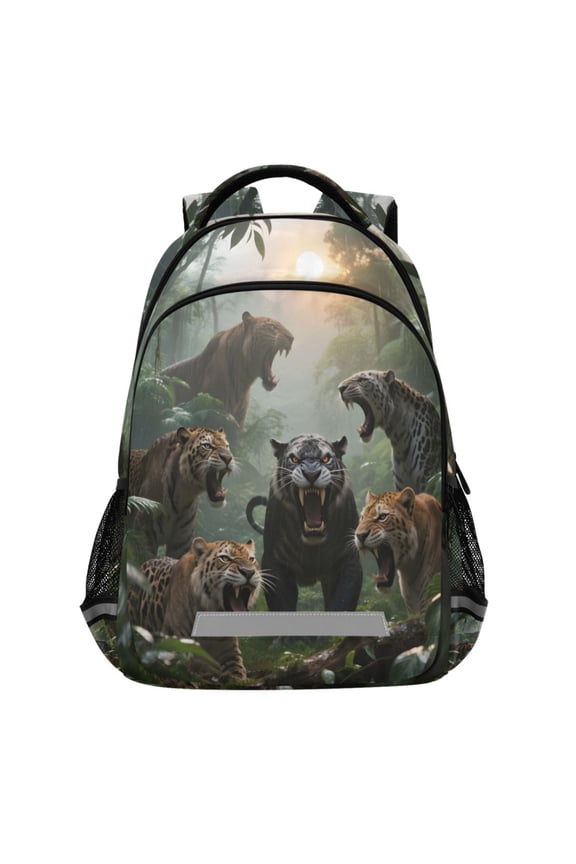Tigers Forest Animals Pattern Backpack Elementary School Bags Student Bookbag Travel Rucksack