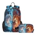 thumbnail image 1 of ALAZA Tigers with Water Fire School Backpack Lunch Box Set Student Bookbag, 1 of 7