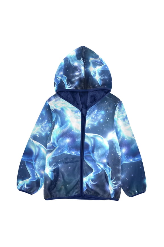 Toddler Polar Fleece Jacket Magic Unicorn Kids Hooded Warm Coats Outerwear 9-10T