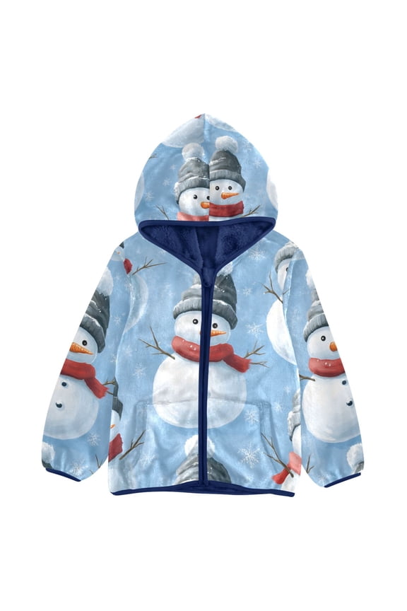 Toddler Polar Fleece Jacket Winter Snowmans with Scarf Kids Hooded Warm Coats Outerwear 9-10T