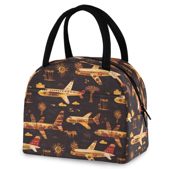 ALAZA Totem Airplane Insulated Lunch Box Reusable Cooler Tote Bag Work Office Picnic