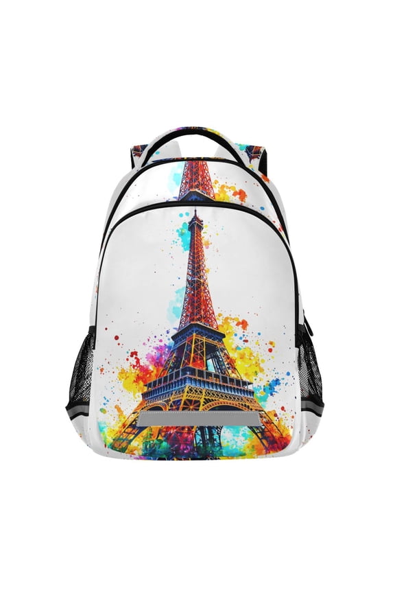 Tower Oil Paint Backpack Elementary School Bag Bookbag Travel Rucksack