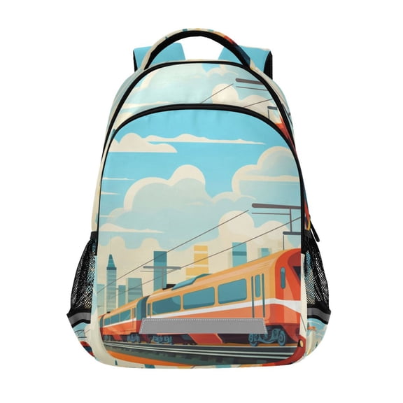 ALAZA Train Landscape Backpack Elementary School Bag Bookbag Travel Rucksack
