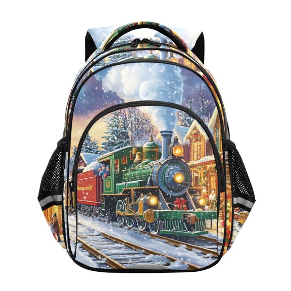 ALAZA Train in Winter Christmas School Backpack Elementary Bag Bookbag Travel Rucksack