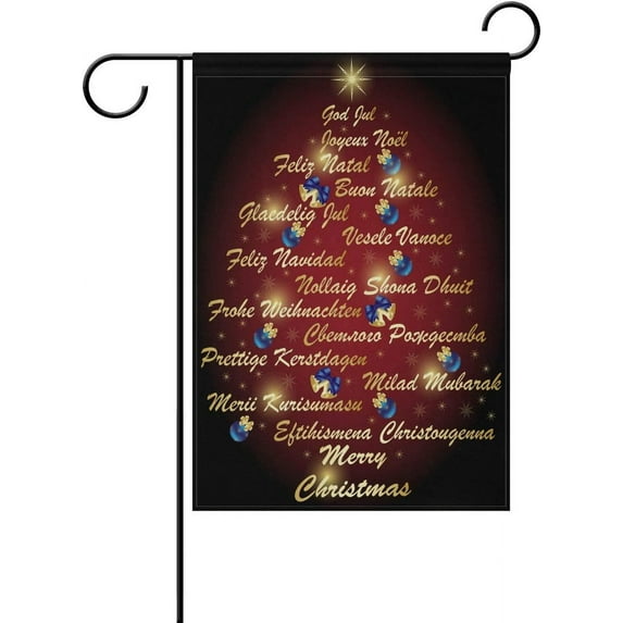 ALAZA Tree Merry Christmas Different Languages Decorative Double Sided House Flag 28 x 40 inch