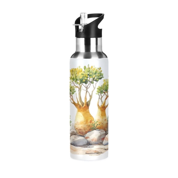 ALAZA Tree Water Bottle Insulated Flask Stainless Steel Straw Lid 20 oz