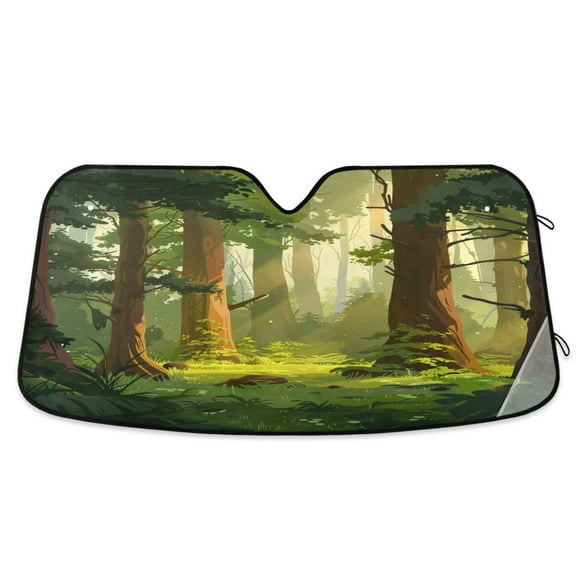 ALAZA Trees Forest Windshield Sun Shade Car Foldable Sun Visor Block UV Rays Protector 55"x27.6"