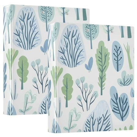 ALAZA Trees Hardcover 3 Ring Binder 1.5" Round Rings Interior Pockets Binders Organizer 2 Pack