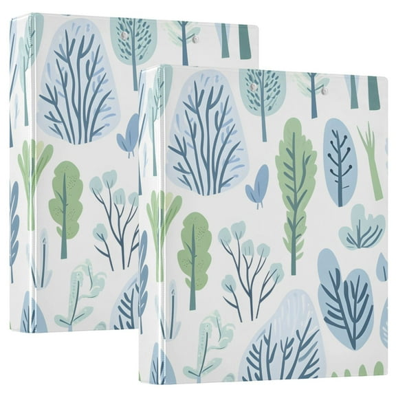 ALAZA Trees Hardcover 3 Ring Binder 1.5" Round Rings Interior Pockets Binders Organizer 2 Pack