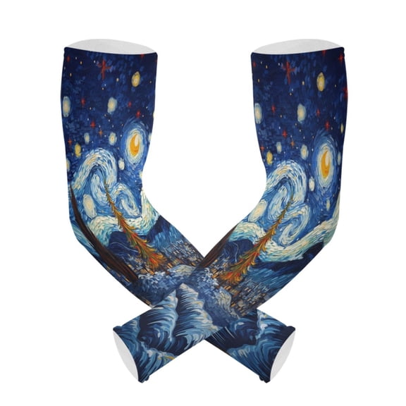 ALAZA Trees Starry Sky UV Sun Protection Arm Sleeves UPF 50+ Compression Cooling Sleeve 1 Pair
