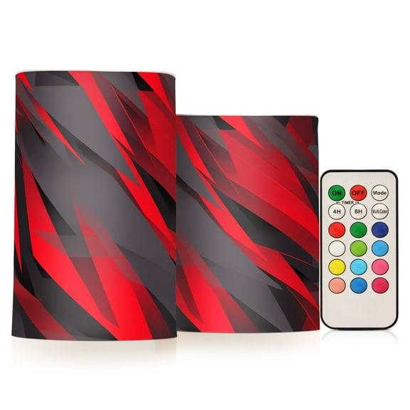 ALAZA Triangle Geometry Pattern 2 PCs LED Flickering Flameless Candles with Remote Timer Battery Operated Candle