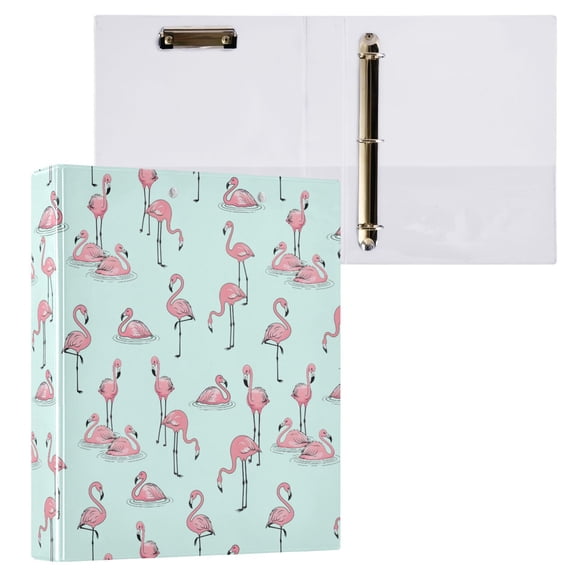 ALAZA Tropical Flamingo Swimming Hardcover 3 Ring Binder 1.5" D-Rings with Interior Pockets Binders School 1 PC