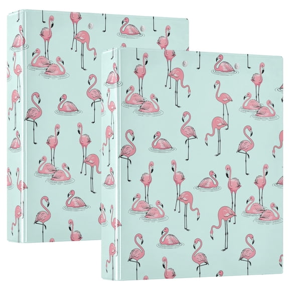 ALAZA Tropical Flamingo Swimming Hardcover 3 Ring Binder 1.5" D-Rings with Interior Pockets Binders School 2 PCs