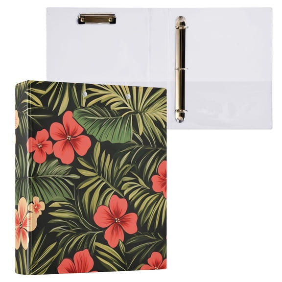 ALAZA Tropical Flowers-t1 Hardcover 3 Ring Binder 1.5" Round Rings Interior Pockets Binders Organizer 1 Pack