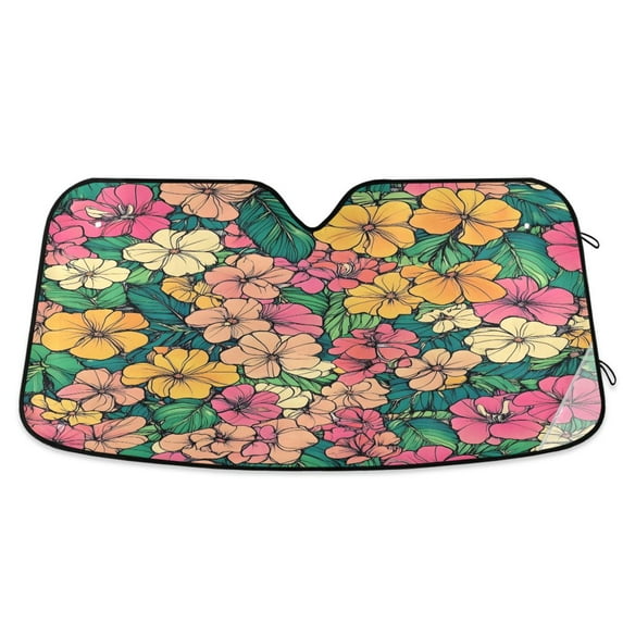 ALAZA Tropical Flowers-t2 Windshield Sun Shade Car Foldable Sun Visor Block UV Rays Protector 57"x31.5"