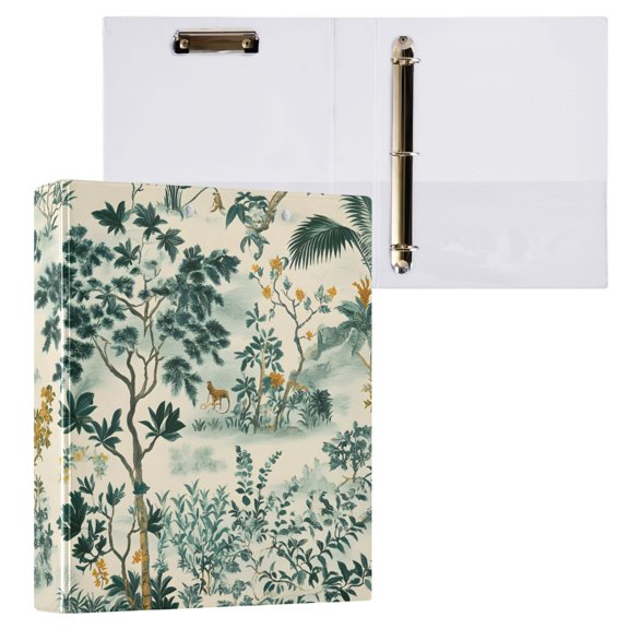 ALAZA Tropical Forest Hardcover 3 Ring Binder 1.5" Round Rings Interior Pockets Binders Organizer 1 Pack