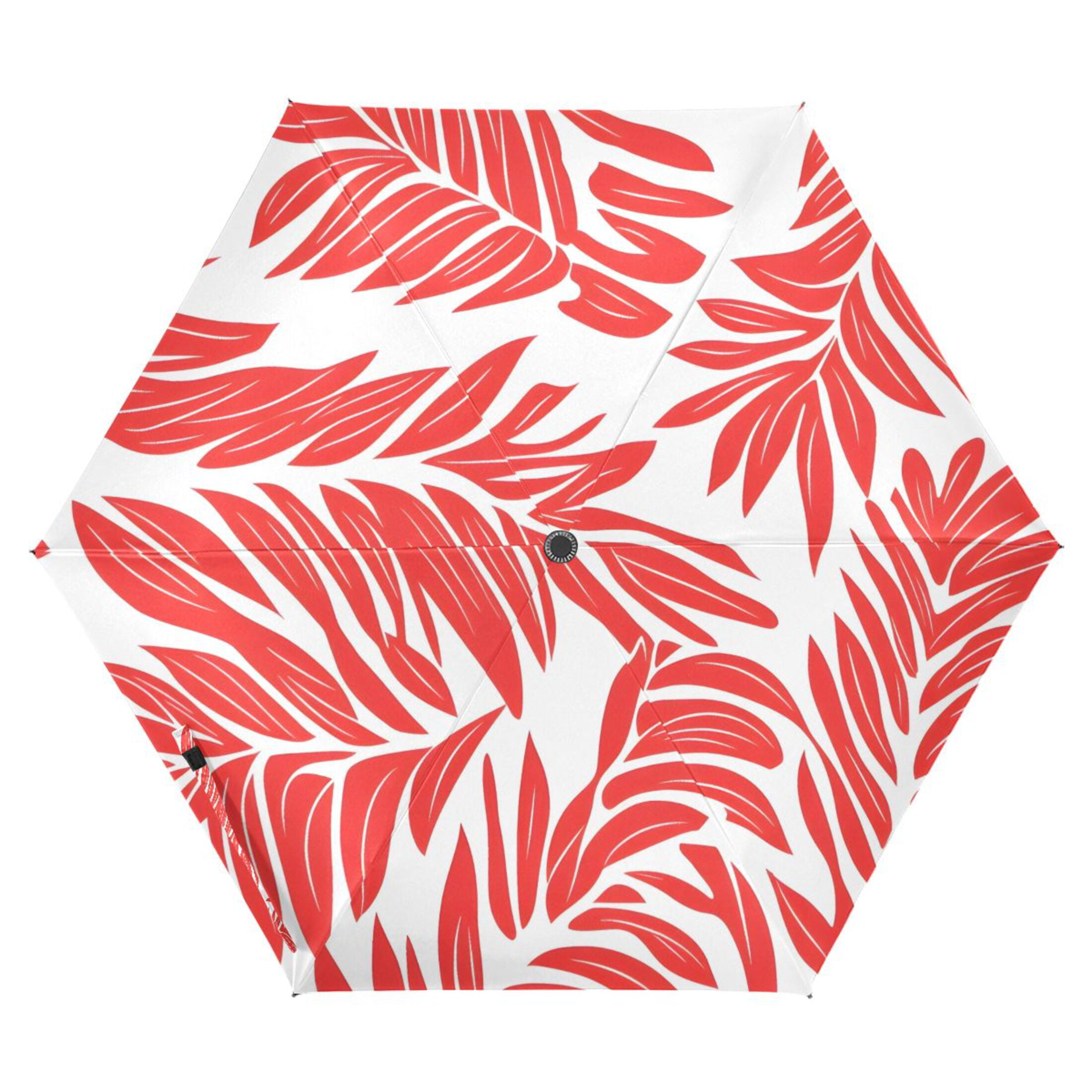 ALAZA Tropical Leaf-a1 UPF 50+ Compact Folding Umbrella for Rain Travel Umbrella Packable