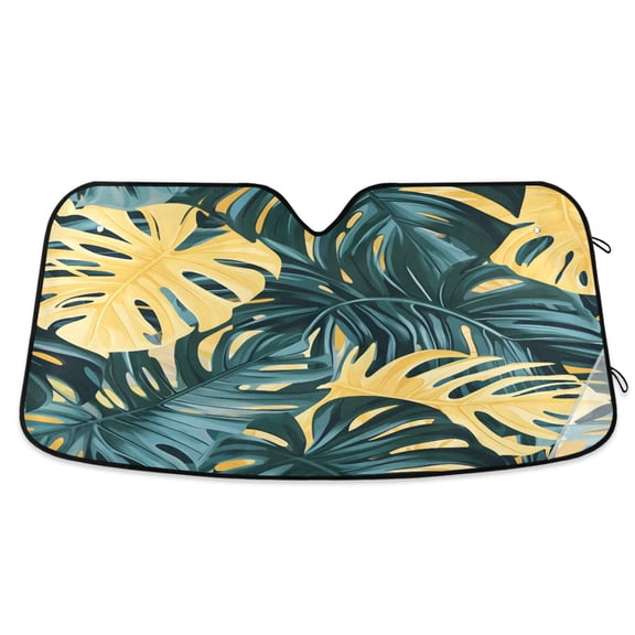 ALAZA Tropical Leaf-n3 Windshield Sun Shade Car Foldable Sun Visor Block UV Rays Protector 55"x27.6"