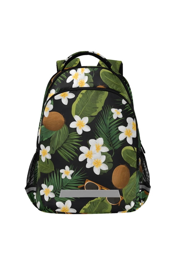 Tropical Leaves Coconuts Pattern Backpack Elementary School Bags Student Bookbag Travel Rucksack