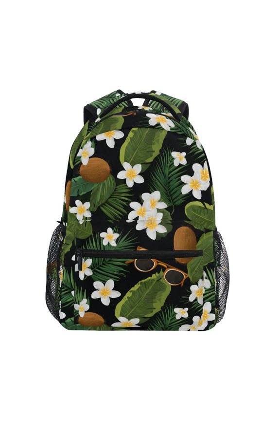 Tropical Leaves Coconuts Pattern School Backpack Elementary Bookbag Laptop Bags Travel Daypack