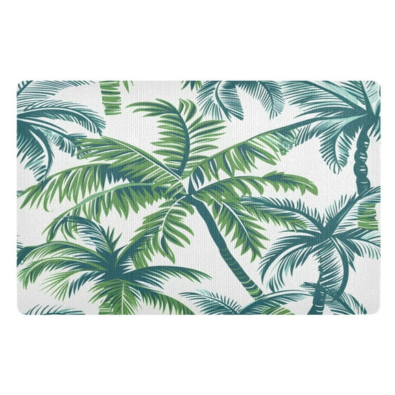 ALAZA Tropical Palm Tree Leaves Door Mats Outdoor Indoor Entrance Low Profile Floor Rugs 32"x20" Carpet