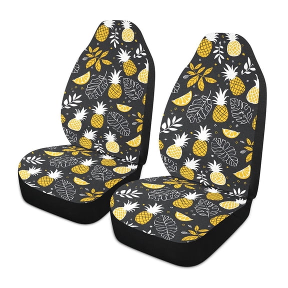 ALAZA Tropical Pineapples Palm Leaves Car Seat Covers 2 PCs Universal Auto Front Seats Interior Protector