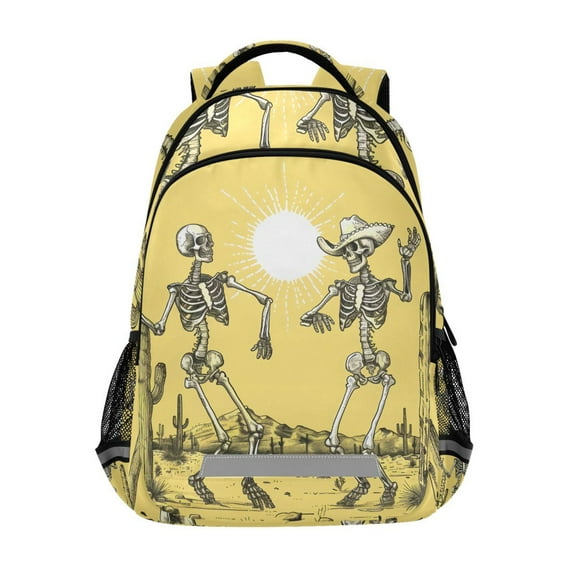 ALAZA Tropical Skeleton Dancing Backpack Elementary School Bag Bookbag Travel Rucksack