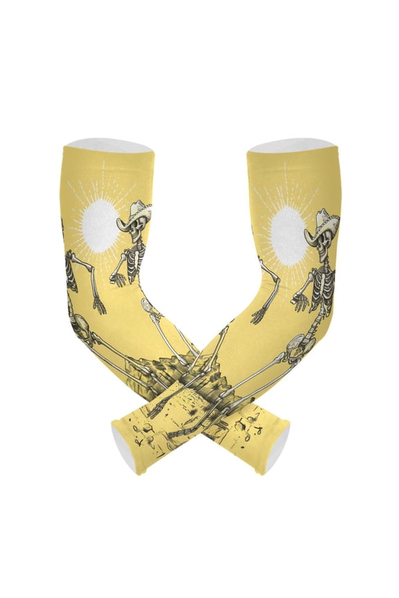 Tropical Skeleton Dancing UV Sun Protection Arm Sleeves UPF 50+ Compression Cooling Sleeve 1 Pair