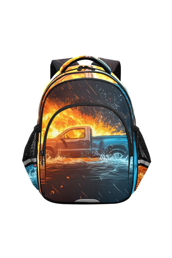 Truck Ice and Fire School Backpack Elementary Bag Bookbag Travel Rucksack
