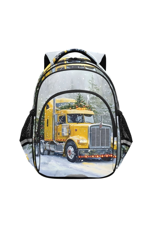 Truck Winter Snow School Backpack Elementary Bag Bookbag Travel Rucksack