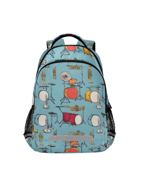 Trumpet Drums Pattern Backpack Elementary School Bag Bookbag Travel Rucksack