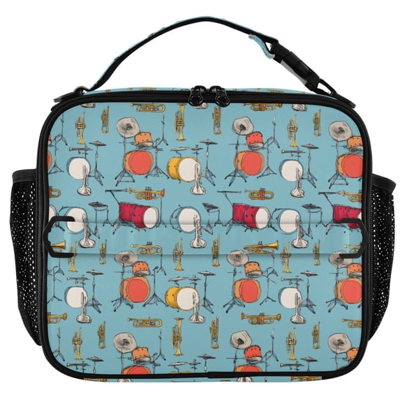 ALAZA Trumpet Drums Pattern Insulated Lunch Box Lunch Bag Cooler Tote with Shoulder Strap