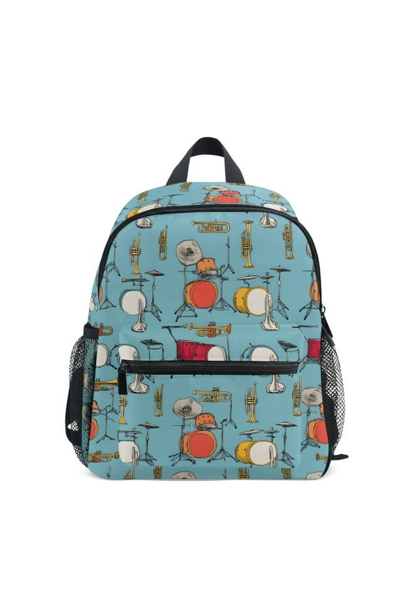 Trumpet Drums Pattern School Backpack Small Bookbag Mini Bags