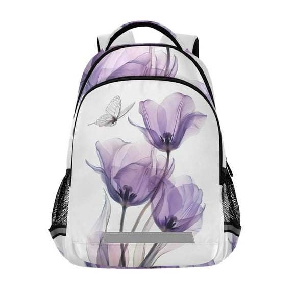 ALAZA Tulips and Butterfly Backpack Elementary School Bag Bookbag Travel Rucksack