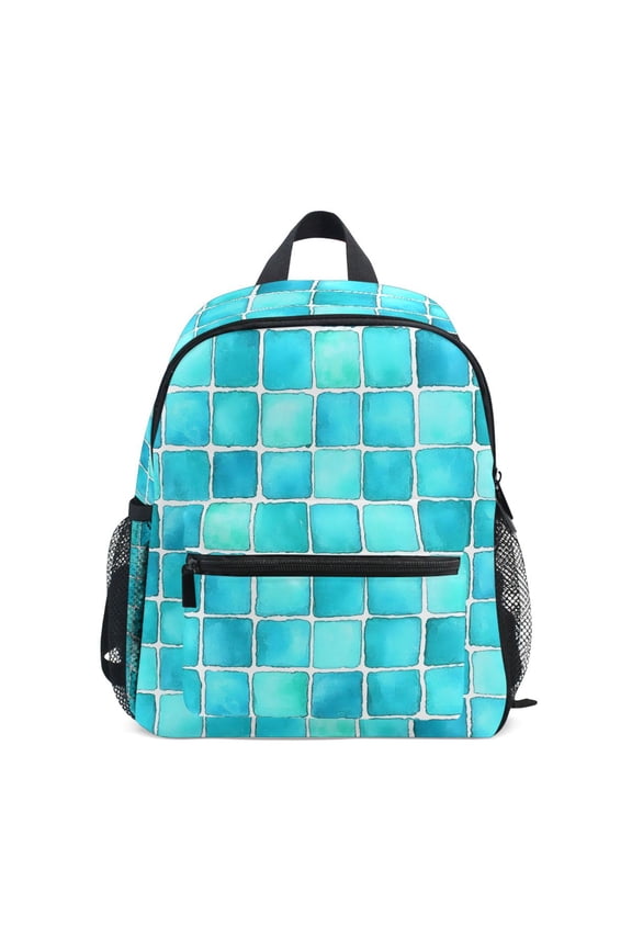 Turquoise Checkered School Backpack Small Bookbag Mini Bags