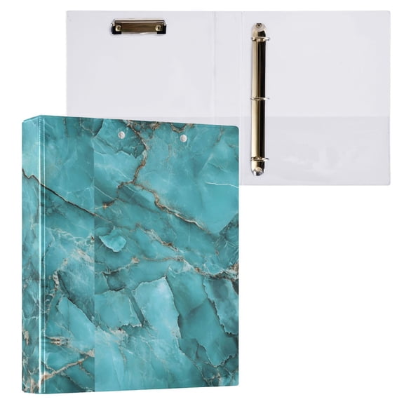 ALAZA Turquoise Marble Hardcover 3 Ring Binder 1.5" Round Rings Interior Pockets Binders Organizer 1 Pack