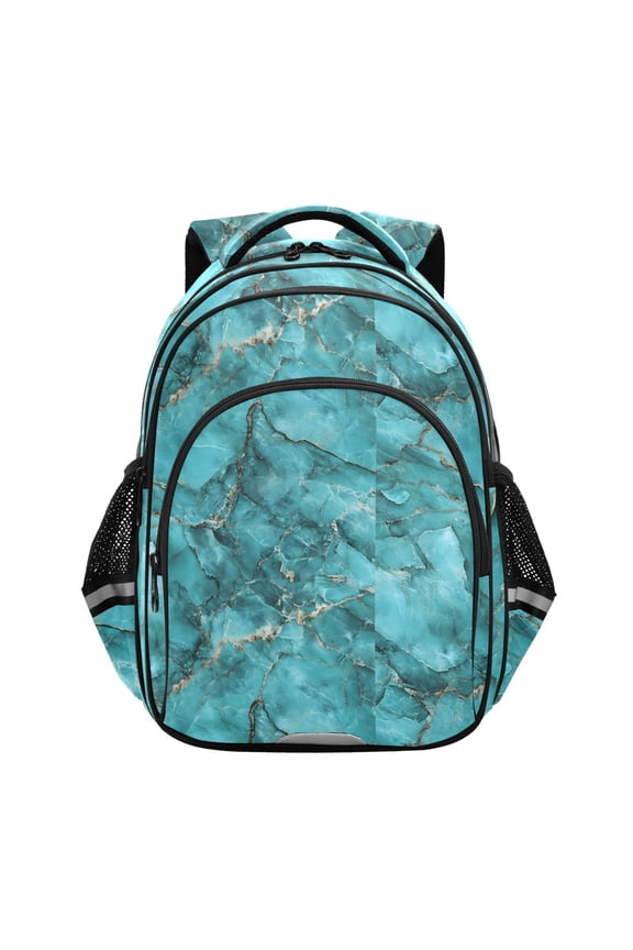 Turquoise Marble School Backpack Elementary Bag Bookbag Travel Rucksack