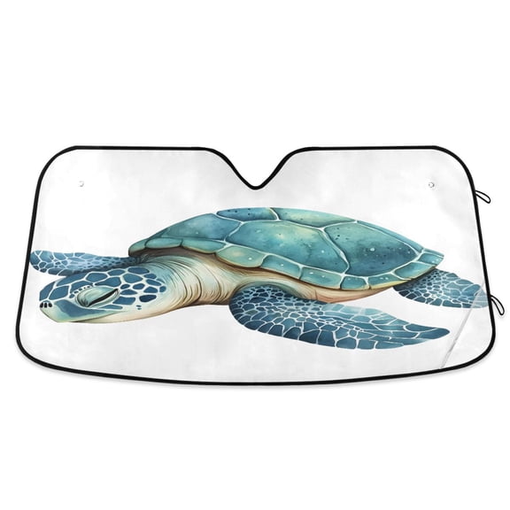 ALAZA Turtle Sleeping Pattern Windshield Sun Shade Car Foldable Sun Visor Block UV Rays Protector 55"x27.6"