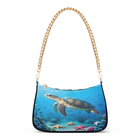 ALAZA Turtle Starfish Sea Women's Chain Shoulder Bag Hobo Handbag Tote Crossbody Purse