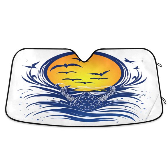 ALAZA Turtle Sunset Windshield Sun Shade Car Foldable Sun Visor Block UV Rays Protector 55"x27.6"