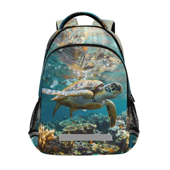 ALAZA Turtle Swims under Sea Backpack Elementary School Bag Bookbag Travel Rucksack