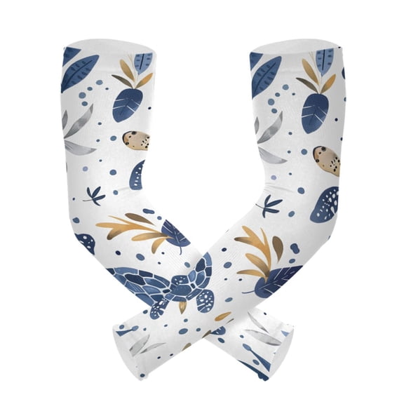ALAZA Turtle and Leaves UV Sun Protection Arm Sleeves UPF 50+ Compression Cooling Sleeve 1 Pair