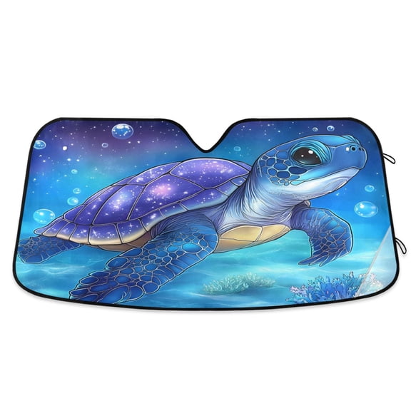 ALAZA Turtle at Starry Pattern Car Windshield Sun Shade Foldable UV Ray Sunshade Visor Protector 55 x 27.6in