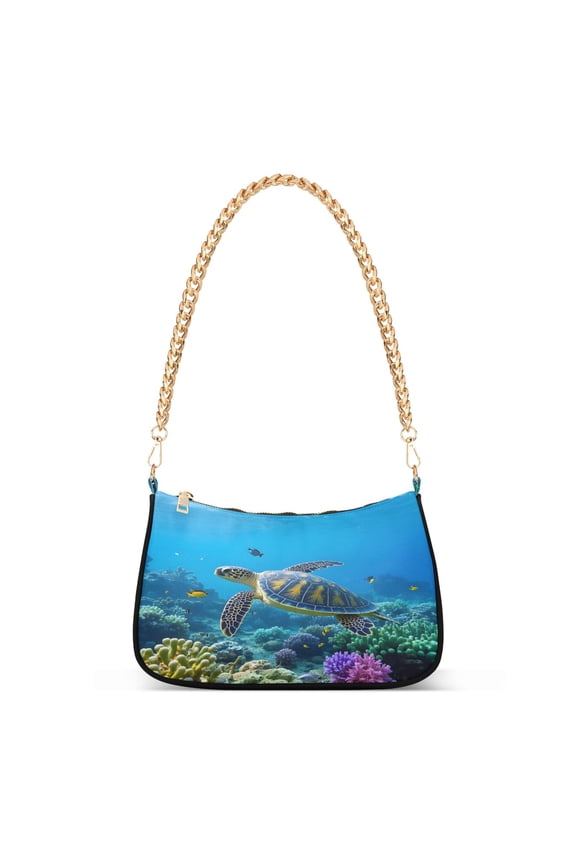 Turtle in Sea Women's Chain Shoulder Bag Hobo Handbag Tote Crossbody Purse
