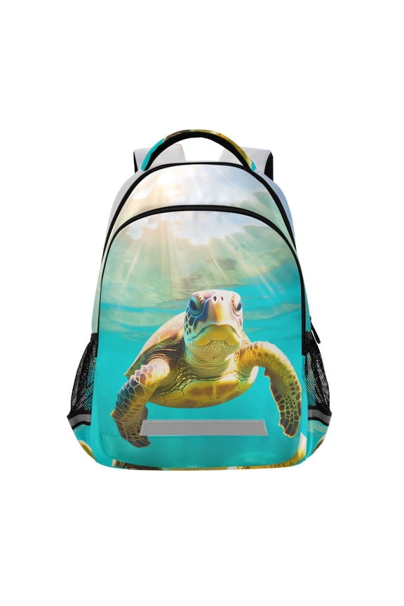 Turtle in Sea and Sun Backpack Elementary School Bag Bookbag Travel Rucksack