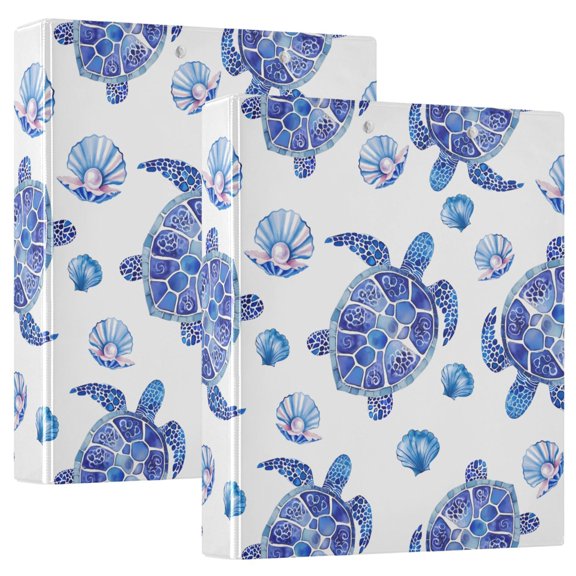 ALAZA Turtles Seashells Hardcover 3 Ring Binder 1.5" D-Rings with Interior Pockets Binders School 2 PCs