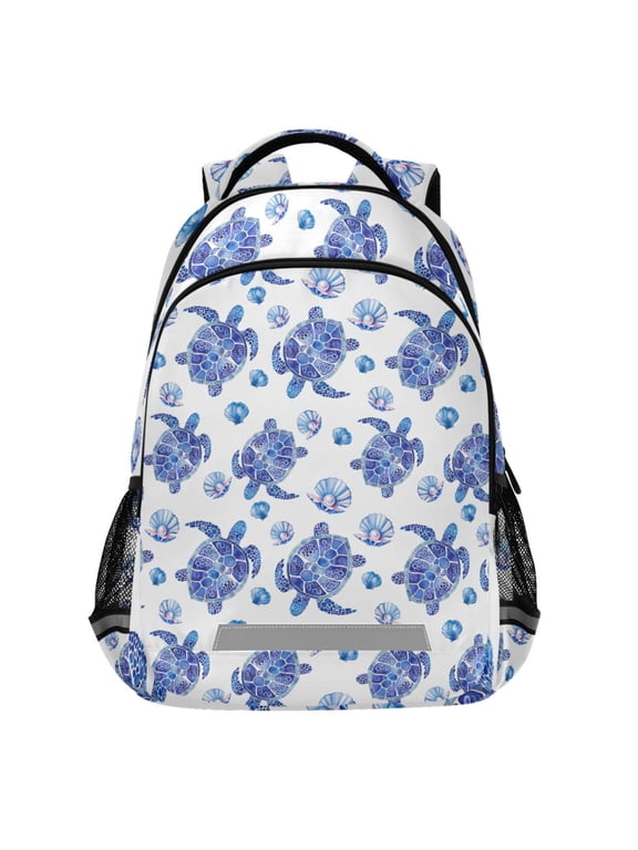 Turtles Seashells Pattern Backpack Elementary School Bags Student Bookbag Travel Rucksack