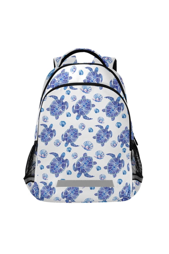 Turtles Seashells Pattern Backpack Elementary School Bags Student Bookbag Travel Rucksack
